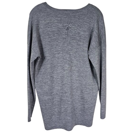 J. Crew V-Neck Grey Sweater Sz XS Merino Pockets Relaxed Quiet Luxury Capsule - Picture 2 of 9